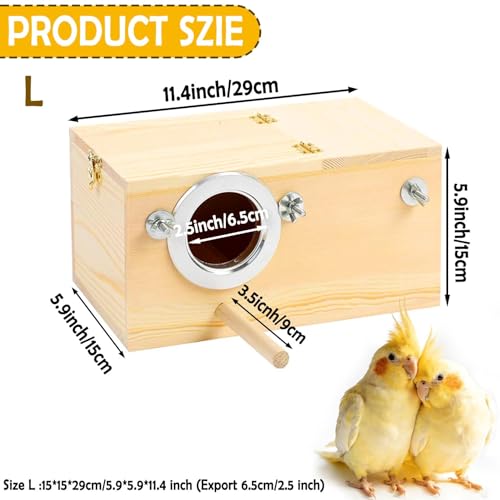 kathson Parakeet Nesting Box,Wood Bird Nest House for Cage,Parrots Breeding Mating Boxes,Budgie Nesting Box for Conure,Lovebirds,Canary,Cockatiel,Finch,Small and Medium-Sized Birds (L) - size: L-11.4 x 5.9 x 5.9in
