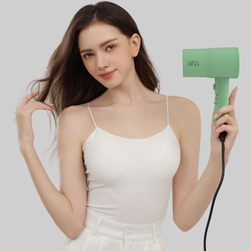 AINA Diffuser Hair Dryer Full-Featured Blow Dryer 110V/1600W(Jade Green) | 3 Heat/2 Speed;Cold shut button;Lightweight;Compact Size;High Temp;Low Airflow;Same Results;Less Expense - color: Jade Green, size: 3 Piece