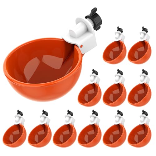 Lil'Clucker Large Automatic Chicken Waterer Cups | Chicken Water Feeder Suitable for Chicks, Duck, Goose, Turkey and Bunny | Poultry Water Feeder Kit (Orange, 12-Pack) - size: 12-Pack