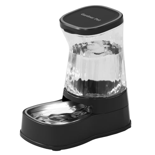 Gardner Pet Automatic Dog Water Dispenser Gravity Stainless Steel Water Waterer Feeder, Large Capacity Water Feeding Bowls for Medium & Large-Sized Dogs Cats Other Pets -(2.1 Gallon) - color: Dark, size: 2.1 Gallon