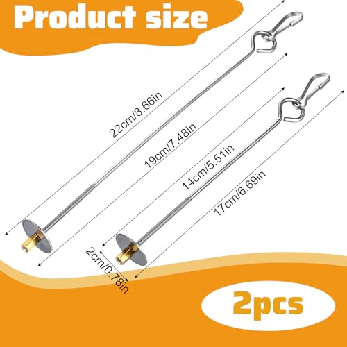 2PCS Bird Cage Food Holder with Hook, Stainless Steel Bird Feeder for Cage, Parrot Fruit Skewers, Bird Foraging Toys for Macaw Parakeet Parrot Budgie (2 Sizes)