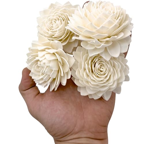 5176 Pk4 Sola Shred Lotus - Handmade Sola Wood Bird Foot Toys, Shreddable Lightweight Flowers, Easy for Small Pets to Manipulate, Stick Treats Inside, Great Foraging Toys - color: Medium Sola Lotus
