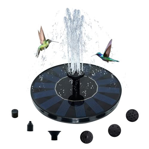 6.3" Solar Bird Bath Fountain Pump 7V 1.4W Floating Fountain | 5 Spray Nozzles, Removable Filter Box, Quick Sun-Powered Start, Cleaner Water Flow, Fits Bird Baths & Ponds - color: Black-1