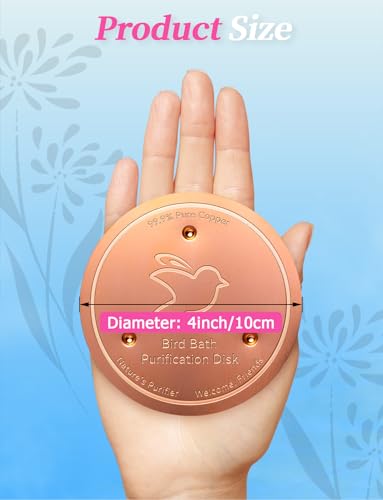 Mellbree 2-Pack Bird Bath Purification Disk, 99.99% Pure Copper Disc Cleaner Safe for Outdoor Bird Bath, Solar Fountains and Concrete Bowls - Bird-Safe Gift for Bird Lovers 0.6mm (Bird Pattern) - color: Copper-Bird
