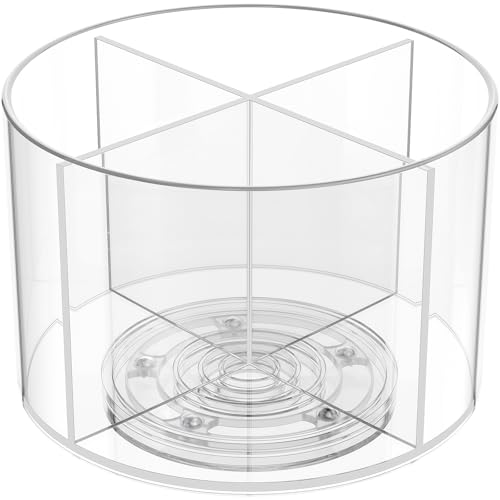 2-Pack Divided Drink Packet Organizer, Rotating Turntable Organizer | Spinning Powdered Drink Mix Holder, Clear Lazy Susan Turntable, Divided Water Drink Packet Storage Organizer - size: 2 Pack - 4 Section
