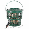 KOL All-Metal Suet Bird Feeder, Heavy-Duty Double-Layer Suet Ball Feeder for Wild Birds, 360° Feeding with Drainage Tray, Ideal for Suet Balls and Seed Cakes (Jasper) - color: Jasper