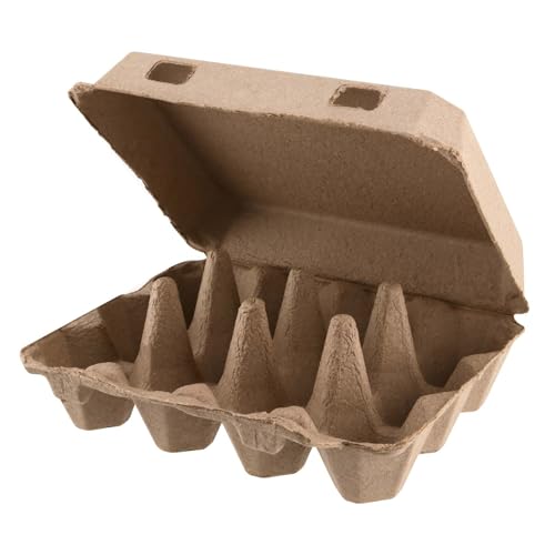 SEUNMUK 50 Pack 12 Cell Empty Egg Cartons,Brown Pulp Fiber Egg Tray Holder Stackable Egg Container holder with Lids for Storing Eggs ﻿ - size: 50 Pack 12 Cell