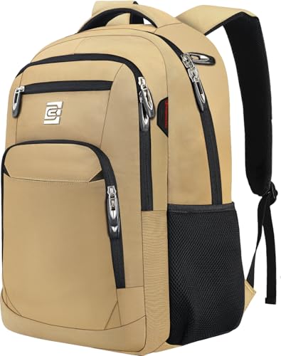 Laptop Backpack,Business Travel Anti Theft Slim College Backpack | Water Resistant Durable Computer Bag Gift for Women & Men Fits 15.6 Inch Laptop and Notebook - Khaki - color: Khaki, size: 15.6 Inch, style: Laptop