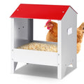 10Lbs Metal Chicken Feeder with Weatherproof Lid | Chicken Oyster Shell and Grit Feeder Poultry Feeding Trough for Hens, Ducks, Geese, Coop Accessories Supplies