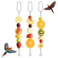 3 Pcs Fruit Vegetable Bird Cage Feeder, Toys for Parakeets, Cockatiels, Conures and Small Animals, Bird Cage Accessories with Stainless Steel