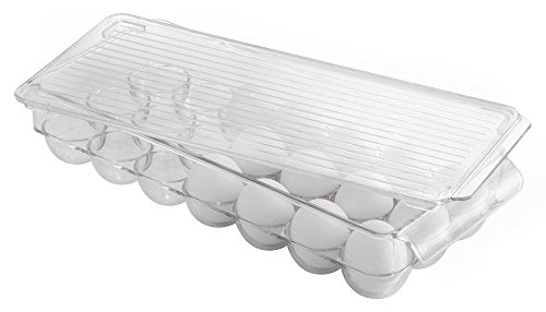 iDesign Clear Plastic Egg Holder for Fridge with Lid, 21 Egg | Storage Container, Organizer Bin - color: Clear, style: Pack of 1