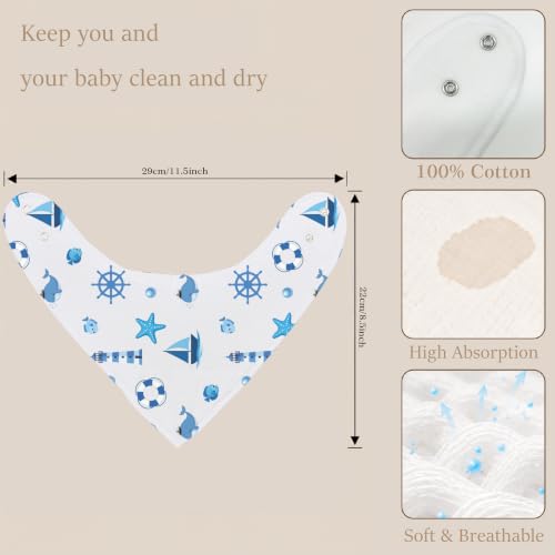 Baby Organic Cotton Teething Cloth Newborn Baby Burp Cloth Bandana Drool Cloth for Drooling Cotton Baby Gifts - color: Ocean Animal