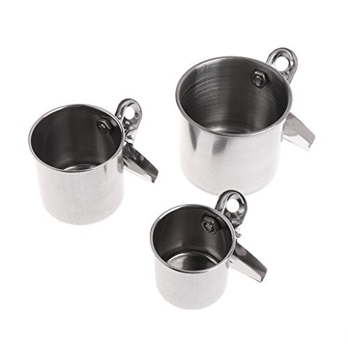 Bird Feeder Stainless Steel Bowls for Cage Parakeet Food Dish Parrot Water Cups with Clip for Canary Lovebird Bird Seed No Waste - size: Large