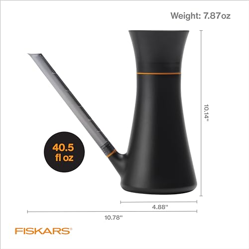 Fiskars Indoor Watering Can, Long Reach Spout for Precision Hydration on House Plants, Flowers & Garden, Anti-Drip Nozzle with Translucent Volume Markings, Ergonomic Recycled Plastic Body, 40 oz - size: Watering Can