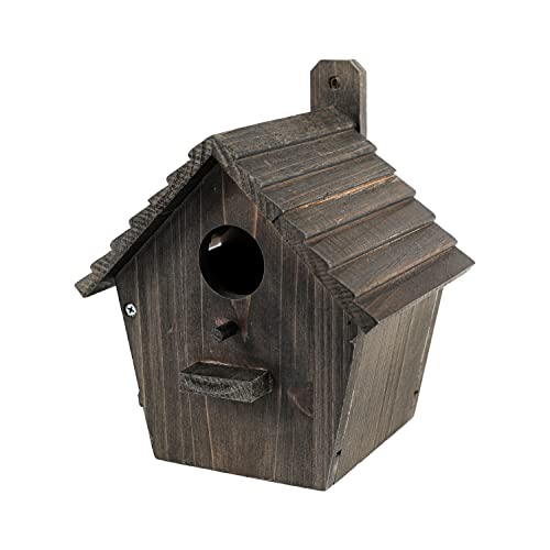 Bird House Black Birdhouse Bird Houses for Outside with Pole Wooden Bird House for Finch Bluebird House Cardinals Hanging Birdhouse Clearance Garden Country Cottages B8-2 - color: black