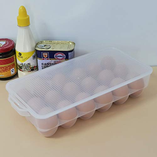 Bringer 4-Pack Clear Plastic Refrigerator Egg Containers, Egg Tray Holder | Fit 18 Eggs x 4 (72 Eggs), Deviled Egg Tray Carrier, Clear Stackable Egg Holder for Kitchen or Pantry Organizers and Storage
