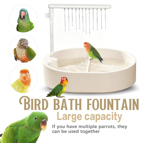 Parrot Bathtub Bird Automatic Bath Shower,Large Bird Shower Fountain Indoor Bathtub with Running Water, Contains USB and Pump,for Pet Birds, African Grey, Cockatiel, Conure, Budgie, Lovebird(Beige) - color: Beige