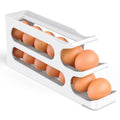 Egg Holder for Fridge, Egg Roller for Eggs 18 Count, 3 Tiers | Auto Rolling Egg Storage Organizer for Refrigerator, Slim Space Saving Container, Dispenser - size: 3 Tiers