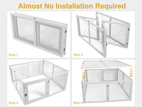 Chicken Coop Extension, Foldable Chicken Coop House Chicken Cage Wooden, Duck Chicken House Large Rabbit Enclosure Assembly Free (White)