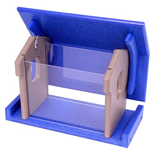 Bluebird Feeder - Poly Lumber - Hanging Blue Bird Feeder for Mealworms (Blue and Weathered Wood) - color: Blue and Weathered Wood