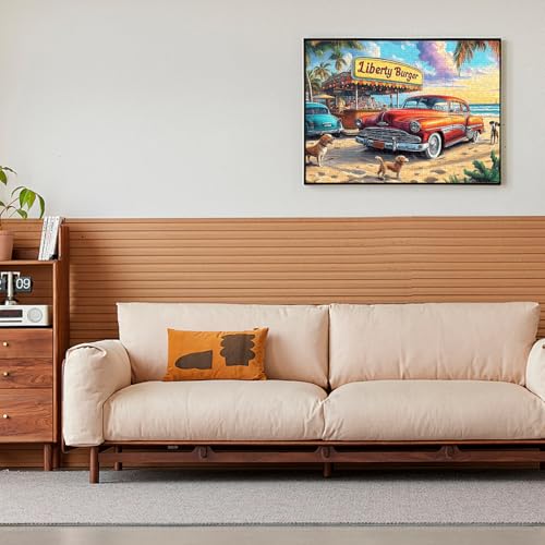 500 Piece Puzzle for Adults, Beach Store Puzzle, Recycled Cardboard Car Dog Jigsaw Puzzles 500 Pieces, Challenging Puzzles Game Home Decor Birthday Party Gift Toy for Seniors 20.5 * 15 inch - style: Beach Store