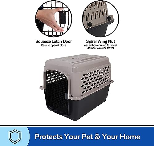 Petmate Vari Dog Kennel - Portable Dog Carriers & Crates for Medium Dogs, Airline-Friendly, Durable Plastic, Pet Carrier For Home and Travel, 32 Inches, Taupe and Black - size: 32.0"L x 22.5"W x 24.0"H