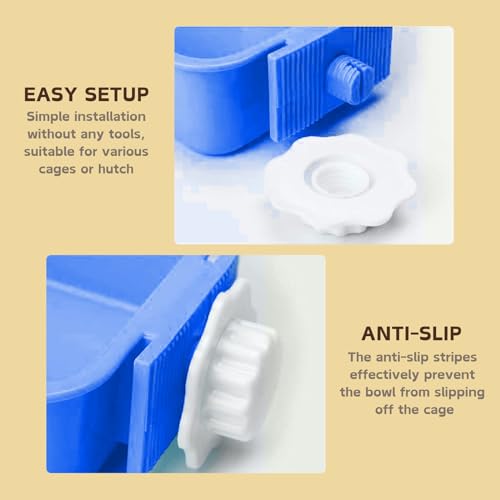 Pet Hanging Bowl for Crates, 2 in 1 Small Dog Puppy Bowl Removable Stainless Rabbit Cat Feeder Food Water Bowls for Puppy Cat Bird Rabbit Hamster Guinea Pig Ferret Small Animals - color: Blue