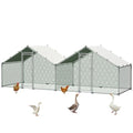 Metal Chicken Coop 20x6.7x6.7ft Large Walk-in Poultry Cage for 10-20 Chickens Chicken Run Pen Hen Rabbit Duck House with Waterproof Cover for Outdoor Farm Use - size: 240.0"L x 80.0"W x 80.0"H