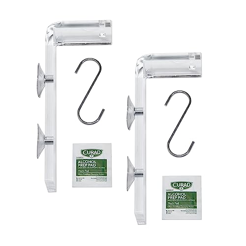 Suction Cup Window Hanger Set of 2 - Pre-Assembled, Extra-Long Acrylic Hangers for Bird Feeders, Small Plants, Wind Chimes, and Garden Ornaments