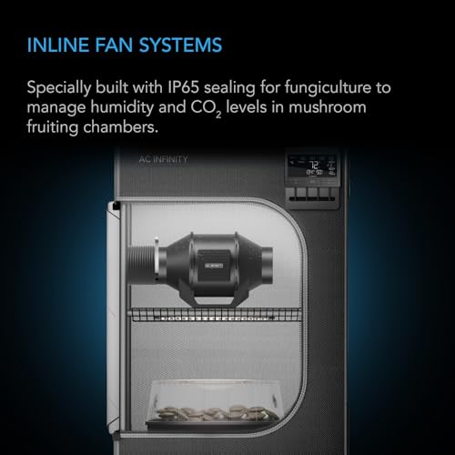 AC Infinity CLOUDLINE H4, Quiet 4” Inline Duct Fan with Speed Controller, IP65-Rated Ventilation Exhaust Fan in Grow Tents, Mushroom Fruiting Chambers for Propagation and Fungiculture | Humidity Proof IP65-Rated Ventilation Exhaust Fan in Grow Tents, Mush