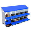 Chicken Nesting Box, 10 Compartment Roll Away Design for High-Volume Egg Collection and Easy Wall Mounting with Metal Legs - color: Blue, size: 10 holes