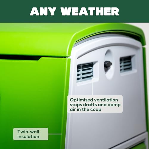 Omlet Eglu Cube Large Chicken Coop | Easy to Clean Plastic Chicken Tractor | The Most Secure Hen House for Complete Peace of Mind | Weatherproof Cool in Summer and Warm in Winter | Green