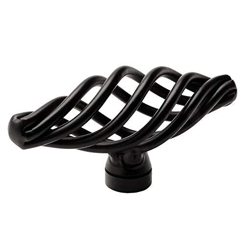 Cosmas 10 Pack 9991FB Flat Black Cabinet Hardware Birdcage Knob - style: 10 Pack