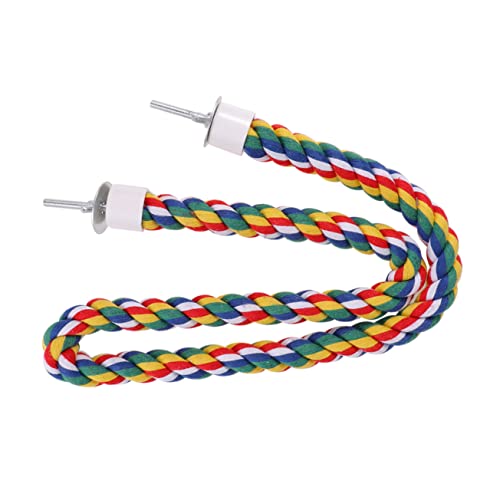 Hemobllo Bird Rope Perch, Colorful Parrot Cotton Rope Bird Perch Stand Climbing Toys Pet Parrot Chewing Toy for Parrots Cockatiels Parakeets Budgie Cages - size: 80cn