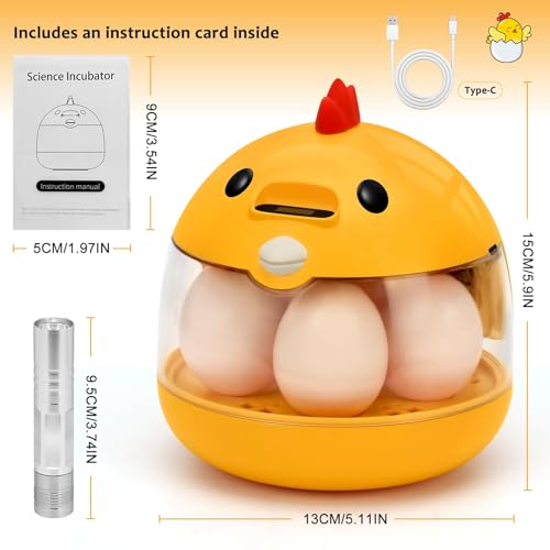 Automatic Egg Incubator for Hatching Eggs with LED Temperature Display, Humidity Control & Egg Turner, Clear Lid Incubator for Chicken, Quail & Bird Eggs (6 Egg Capacity)
