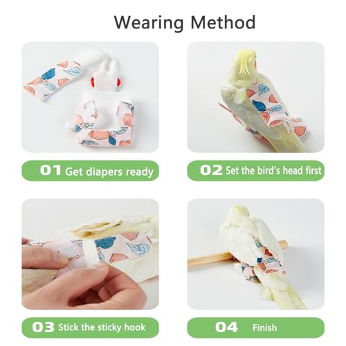 2 Pack Bird Diaper Parrot Nappy Bird Flight Suits Harness Cockatiel Diaper Small Birds Clothes for Parakeet Cockatiels Mini Macaw Budgie Canary Pigeon Conure Budgies Mini Macaws Small Size