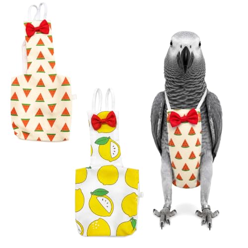 2Pcs Eclectus/African Grey/Pigeon Bird Diaper Harness and Leash | Washable Reusable, Large Capacity, Parrot Diapers for Indoor & Outdoor Flying Training - size: L