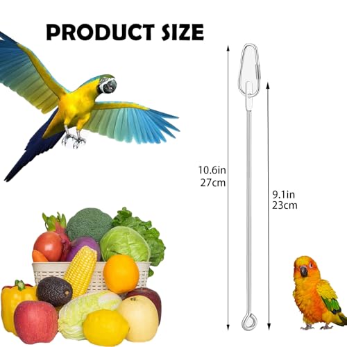 3Pcs Parrot Fruit Vegetable Skewer, Bird Food Holder Small Animal Fruit Vegetable Holder Stainless Steel Bird Parrot Skewer for Parakeet Budgie Conure Macaw