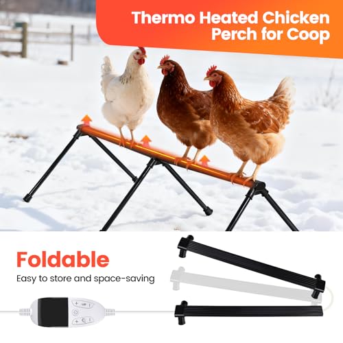 Heated Chicken Perch, Prevents Frozen Toes, Chick Warm Coop Accessories | Heated Roosting Bar for Chickens|Adjustable Temperature Heating Post for Chicken| Warming Chick Heater 2 Sections