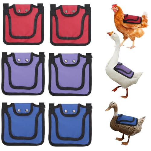 6PCS Chicken Saddles for Hens, Hen Saddle Apron Jacket with Adjustable Strap, Chicken Wing Feather Protector with Back & Side Protection - Lightweight Hen Aprons, Feather Protector