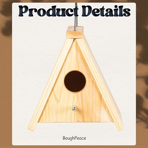 Wooden Bird Houses for Outside Hanging Birdhouses Nest Bluebird House for Cardinals Finch Wren Swallow for Garden Viewing 8 - size: 7inch × 5.8inch × 7.5inch