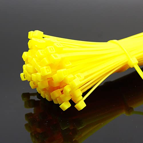 Zip Ties, 100pcs Yellow Zip Ties 8 Inch, Plastic Ties Small Zipties Cable Tie Wraps, Multi-Purpose Cable Management Ties, Self-Locking Ziptie for Office and Home(Can bear 30lb) - color: Yellow, size: 8" (100 Pack)