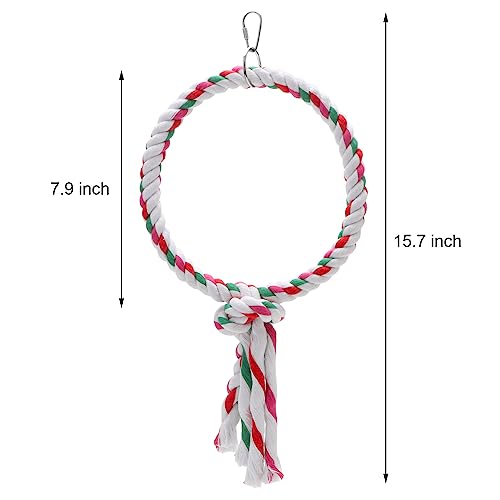 Bird Rope Swing Toy Parrot Climbing Perch Stand for Cockatiel Conure Cockatoo Parakeet Cage Hanging Decor (A: Round)