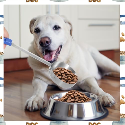 2 Pcs Dog Food Scoop1 Cup,Stainless Steel Measuring Cups with Long Handles | 1 Cup scoop with long handle for Dogs Cats Birds Food - size: 1 CUP