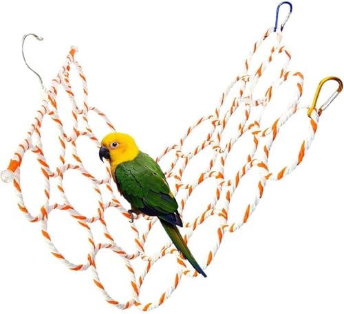 Bird Swing Climbing Rope Net Toys 14 x 24 Parakeet Hemp Rope Perch Swing Ladder Bridge Hanging Hammock Small Animal Activity Toy for Parrot Lovebirds Hamster Mice Rat Ferret (Random Color)(1 Pcs) - size: 1Pcs