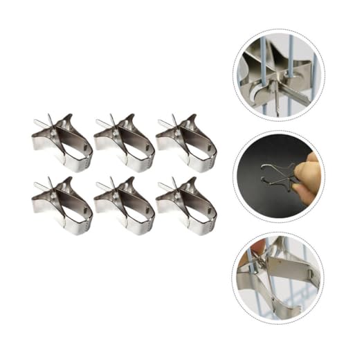ULTECHNOVO 6pcs Stainless Steel Multi-Function Food Clips Portable Bird Cage Fruit Vegetable Holders Easy to Carry and Store Household Use