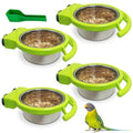 BNOSDM Hanging Stainless Steel Bird Bowls 4 PCS Bird Feeding Dish Cups with Perch Stand Birds Food Container Food and Water Bowls with Spoon for Budgie Cockatoo Finch Lovebirds Pigeons (Green) - color: 4 Pcs Green
