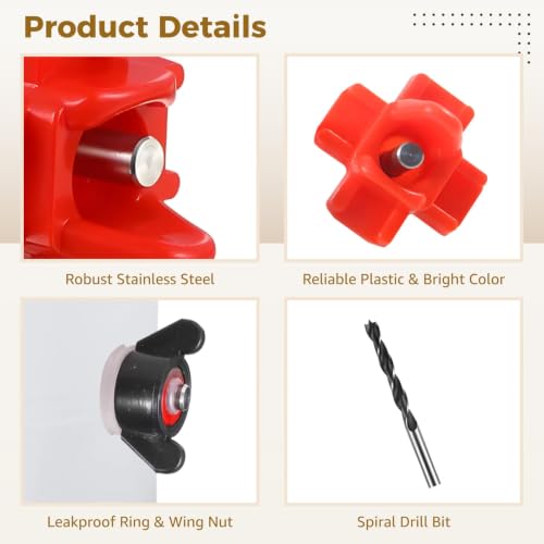 40 PCS Horizontal Chicken Waterer Nipples, Automatic Poultry Drinking Nozzles with Drill Bit and Seal Rings, Non-Leak Chicken Water Dispenser Kit for Bucket, PVC Pipe, Barrel Use