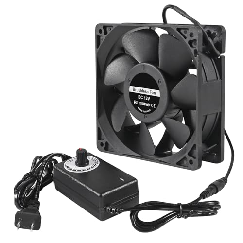 DORHEA 120mm Fan 120mm x 38mm 110V 220V AC Powered Cooling Fan with Speed Controller 3V to 12V 1238 AC for Cooling Ventilation Exhaust Projects