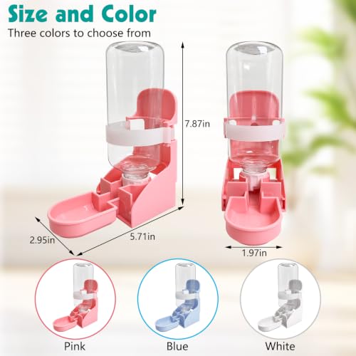 kathson Rabbit Water Bottle, 17oz Hanging Water Fountain Automatic Dispenser No Leak WaterFeeder for Bunny Chinchilla Guinea Pig Hedgehog Ferret - size: 1PCS Water Dispenser, Pink